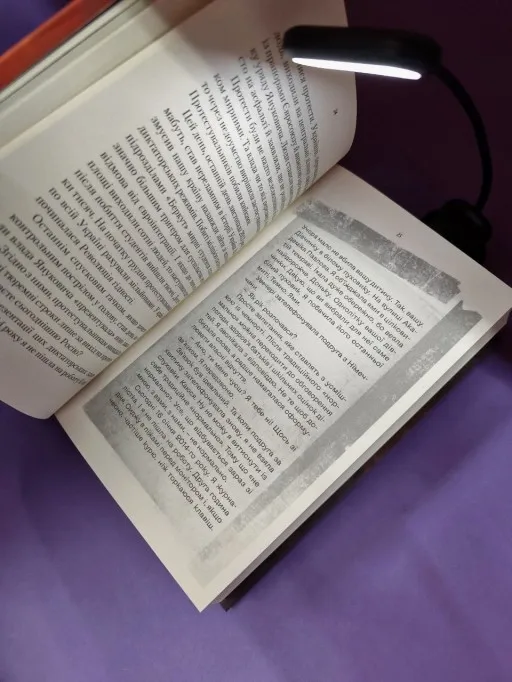 Лампа для чтения книг с зажимом (чёрная)